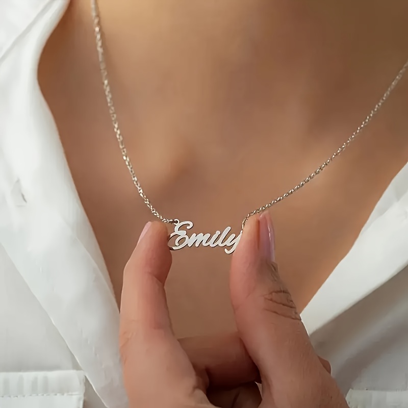 

Personalized Steel Necklace Pendant, Women Necklace, Engraved Nameplate - , , Valentines Day , , Day , For Mom