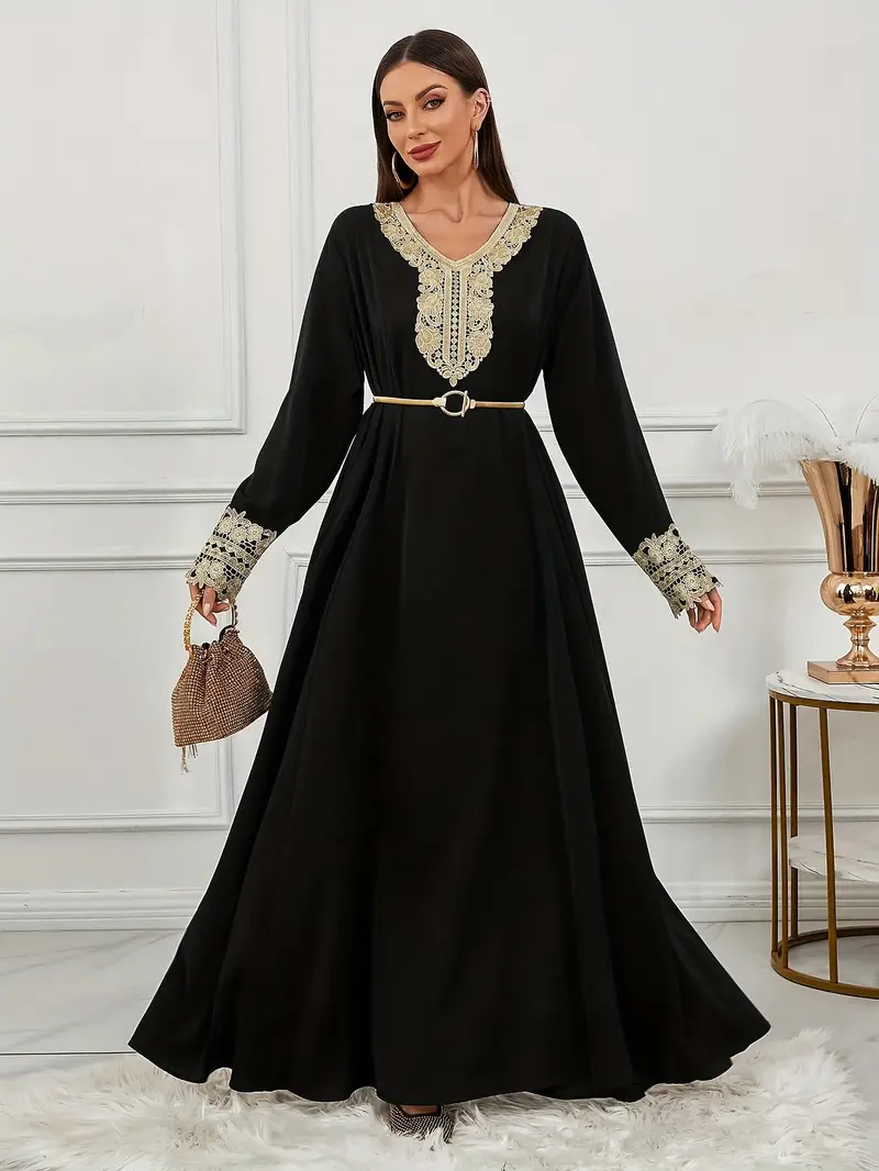 arabic black dress Marwa Fashion Designer Palestinian Thobe