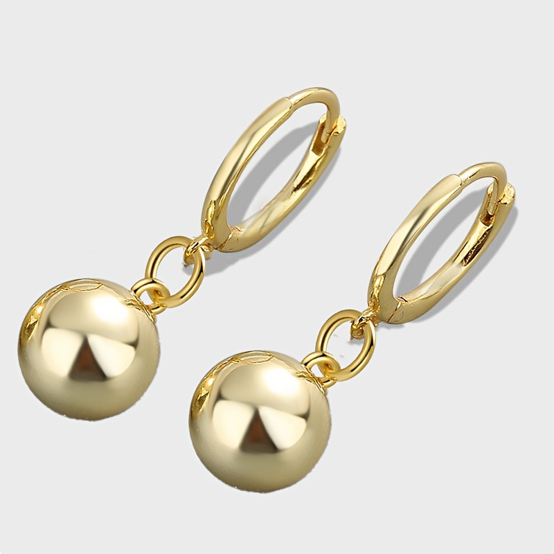 Silvery Ball Hoop Earrings — Simple Fashionable Alloy Accessory