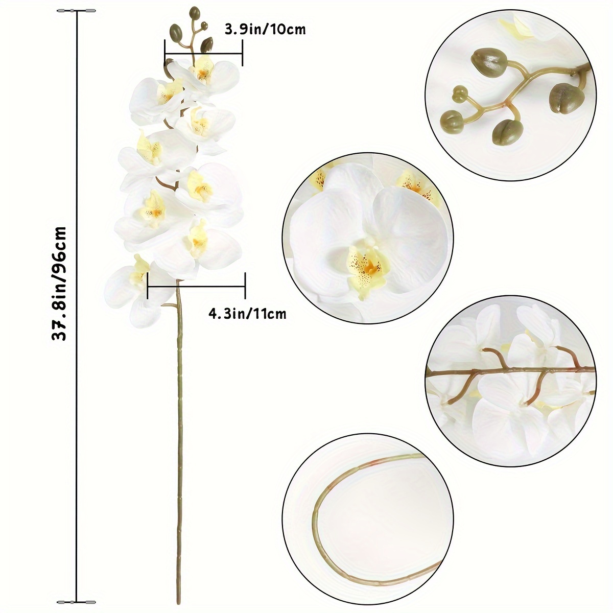 6個の偽の蘭の花 37.8インチのベルベット製の人工蘭の花 背の高い花瓶用の人工の花 家やオフィス ショップ ホテル 結 - Temu Japan