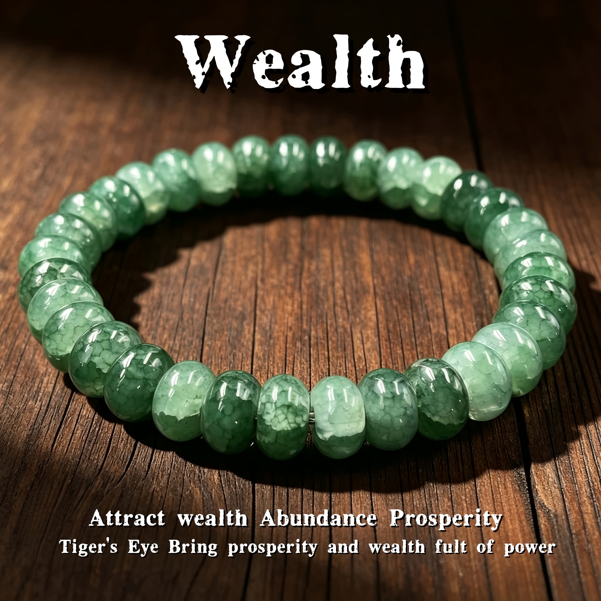 TEMU 1pc Agate Crackle Bracelet - Birthstone Jewelry Suitable For , Bohemian Stone Beads For Daily Wear, Birthday Gift, Anniversary Present, Natural