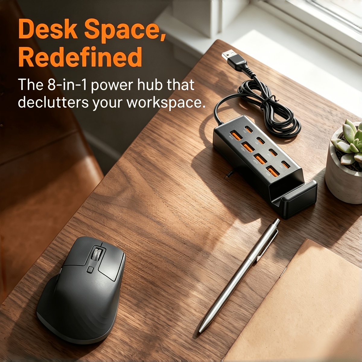 8-Port USB Charging Station with Phone Holder