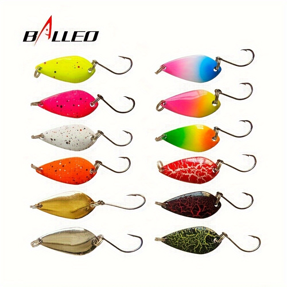 

12pcs 1.5g/2.5g/3.5g Colorful Metal Spoon Baits, Mini Spinner Lure With Single Hook For Trout
