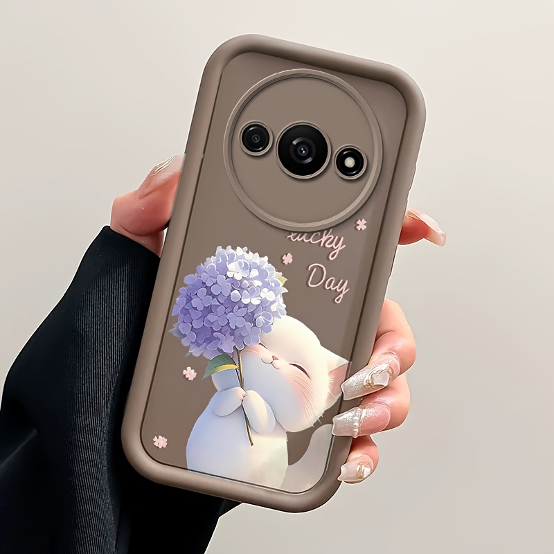 TEMU Adorable Cartoon Cat Flower Phone Case Designed For Redmi A3, Featuring A Soft Tpu Material That Offers Shockproof Protection And Full Coverage