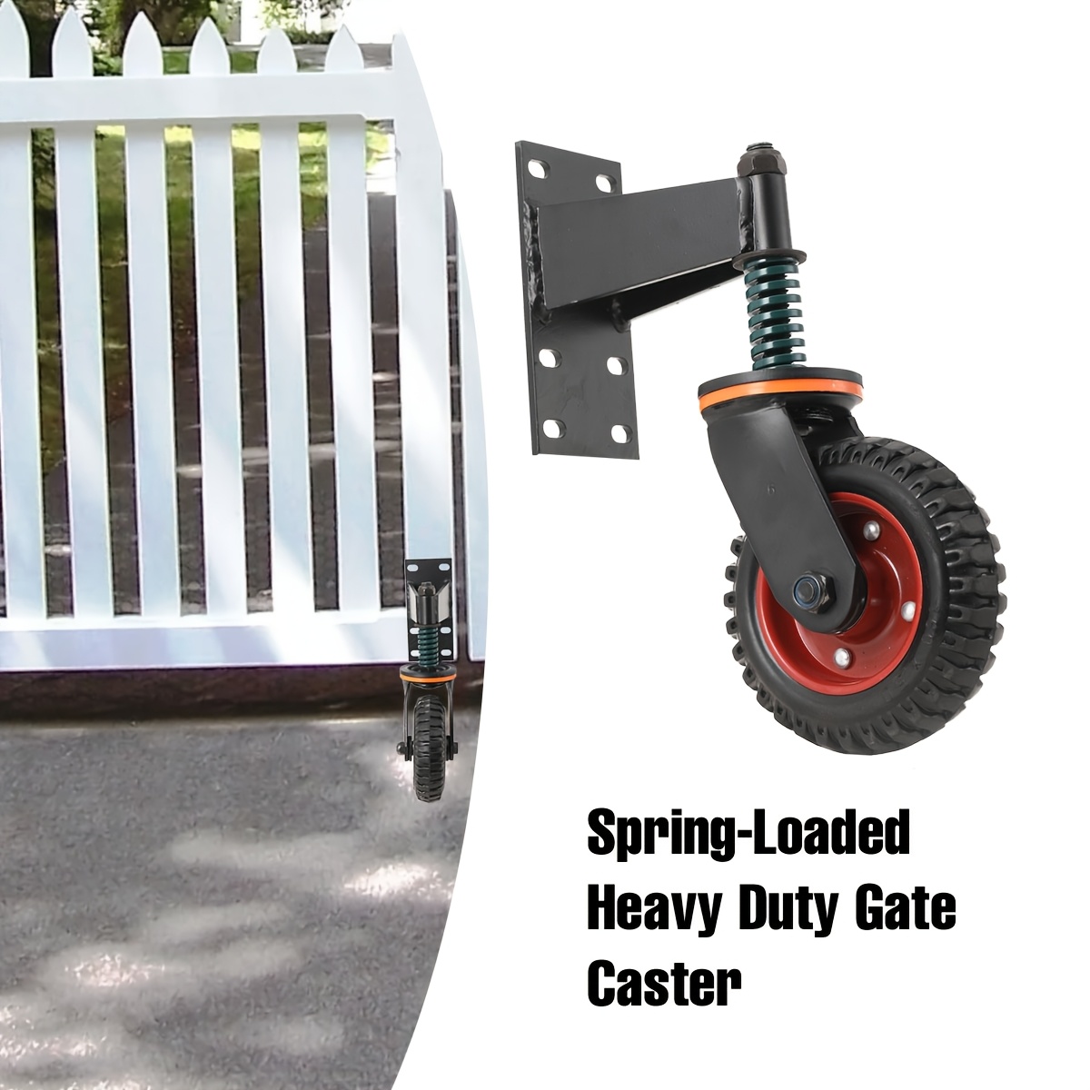 15cm Heavy Duty Spring Loaded Gate Rollers | 272kg Capacity 360° Steering Roller For Metal Tube Gate, Includes Screws And Wrenches, Brand: Ecutee