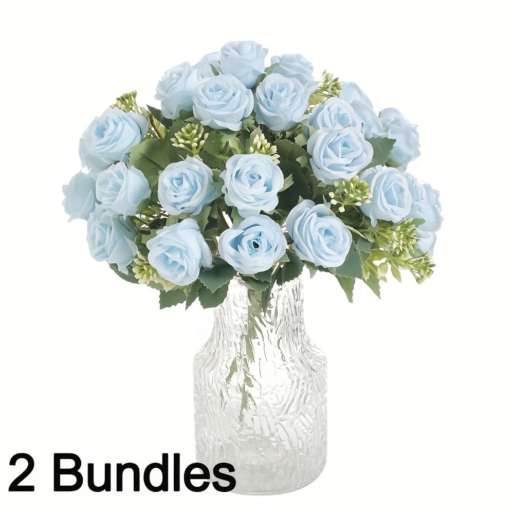 TEMU 2 Bunches 10-heads Valentines Artificial Rose Bouquet Silk Roses Flowers Bunches Bulk Fake Roses For Wedding Office Garden Parties Decoration