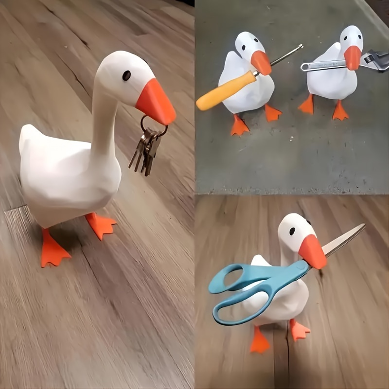 

Magnetic Goose & Duck Keychain Holder - Resin Animal Figurine For Decor, Desk And Bedroom Accent, Ideal Housewarming Gift