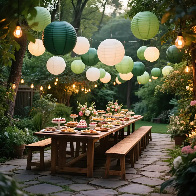 8-Pack 12″ Green Round Paper Lanterns – Hanging Chinese-Style Ceiling Decor For Jungle, Spring, St. Patrick’s, Baby Shower, Wedding & Christmas