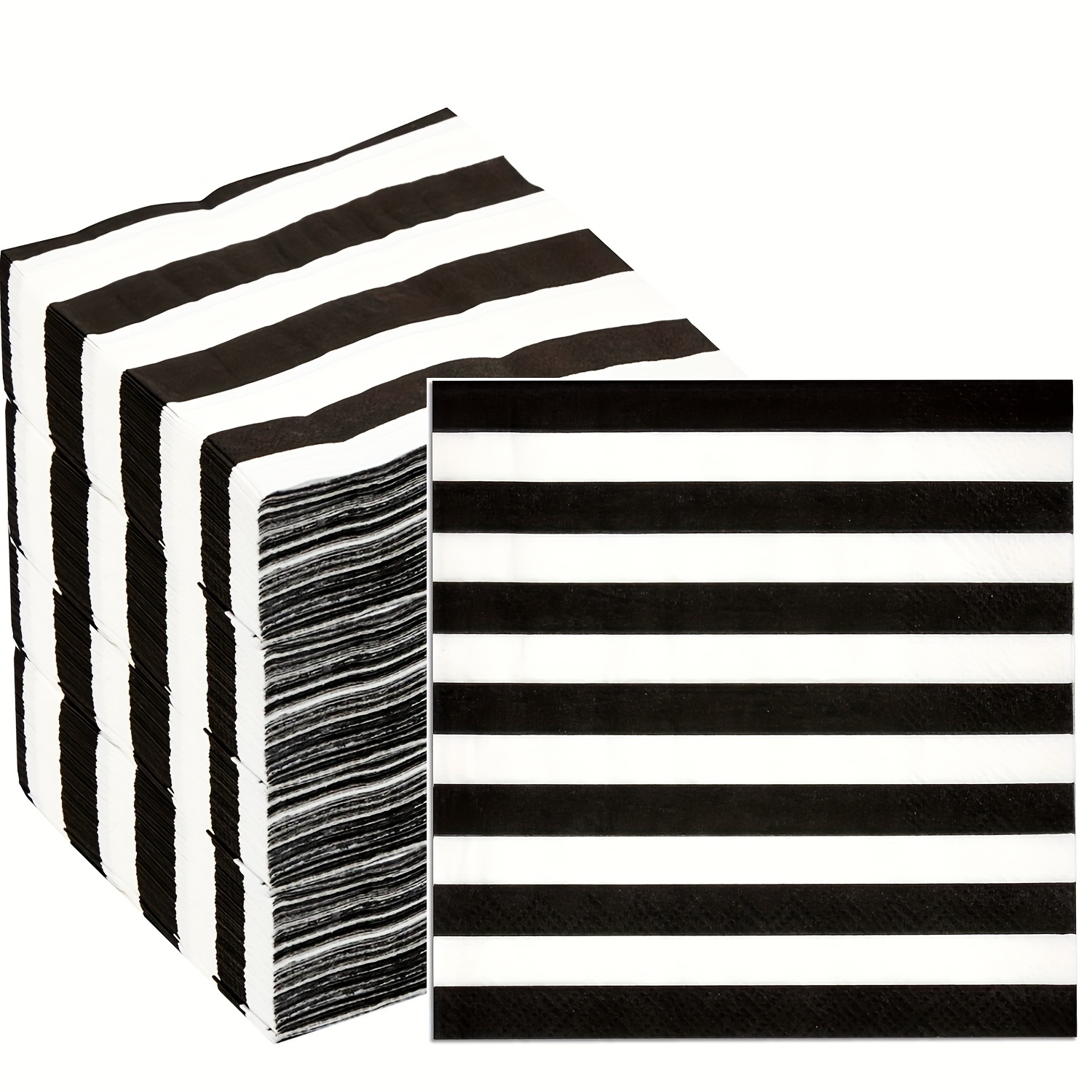 

50pcs Black & White Striped Napkins - Weddings, Birthdays, Anniversaries & More - 2-ply, Elegant Party Decorations