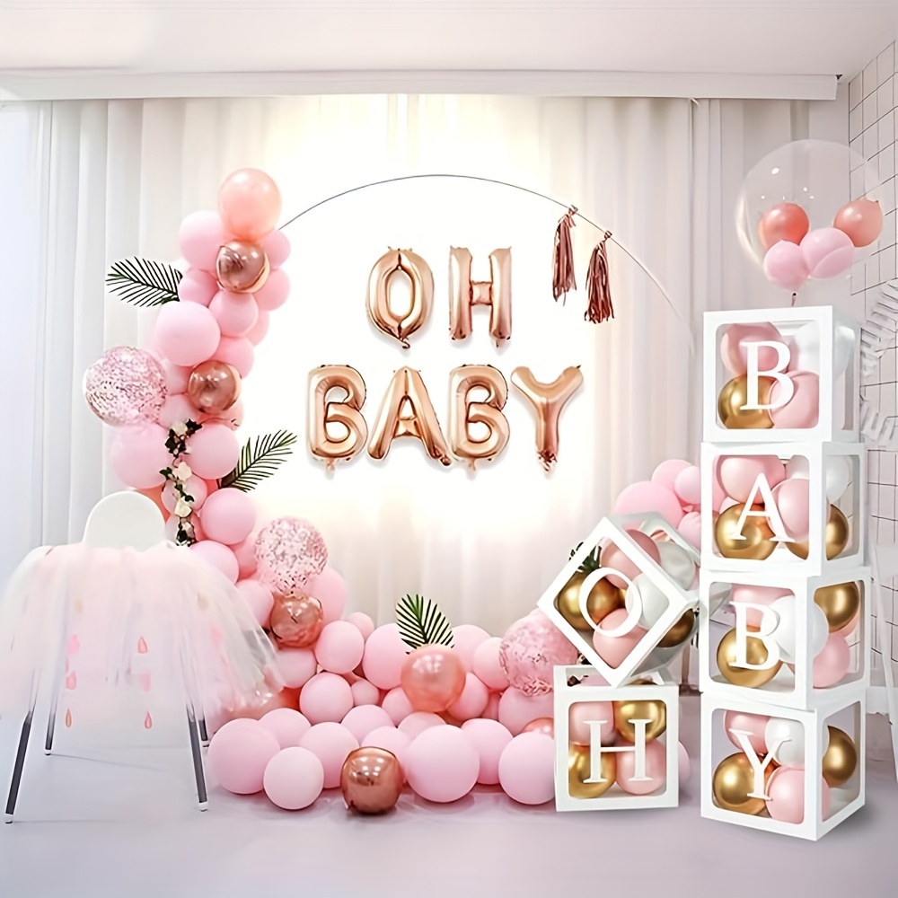 

Baby Gender Reveal Balloon Boxes: 58 Pieces, 6 Sets, 52 Letters, Clear Balloon Boxes For Wedding, Bridal Shower, And Birthday Party Decorations