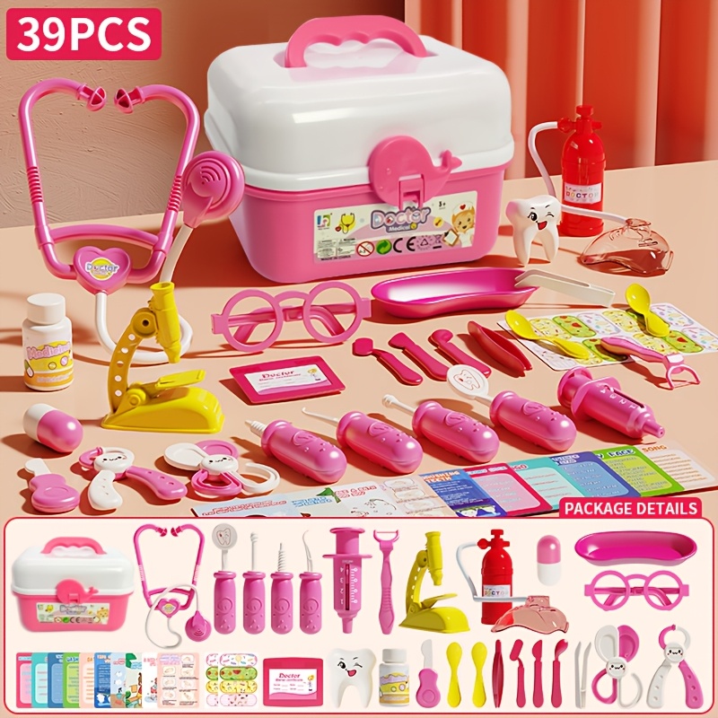 TEMU Coffret de rangement pour jeu de pour enfants 39/45 pièces, jouets de simulation pour garçons et filles, jeu de rôle, cadeau de fêtes pour Noël
