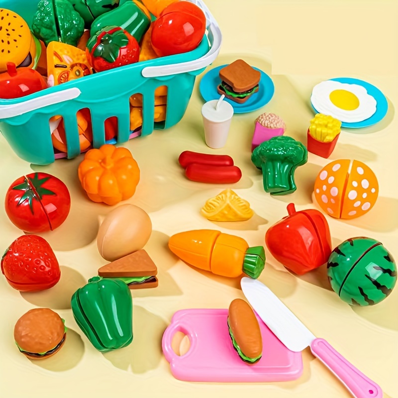 

25pcs Set Kids Pretend Play Kitchen Toys Cutting Play Fruit Vegetables Educational Toy Food Kit For Toddler Children Gift Game