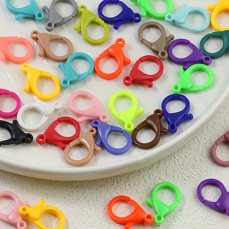 

80pcs Style Plastic Lobster Clasps, Assorted Colors Keychain Clips, Spring Snap Buckles For Making, Christmas Craft Supplies, No Power Required