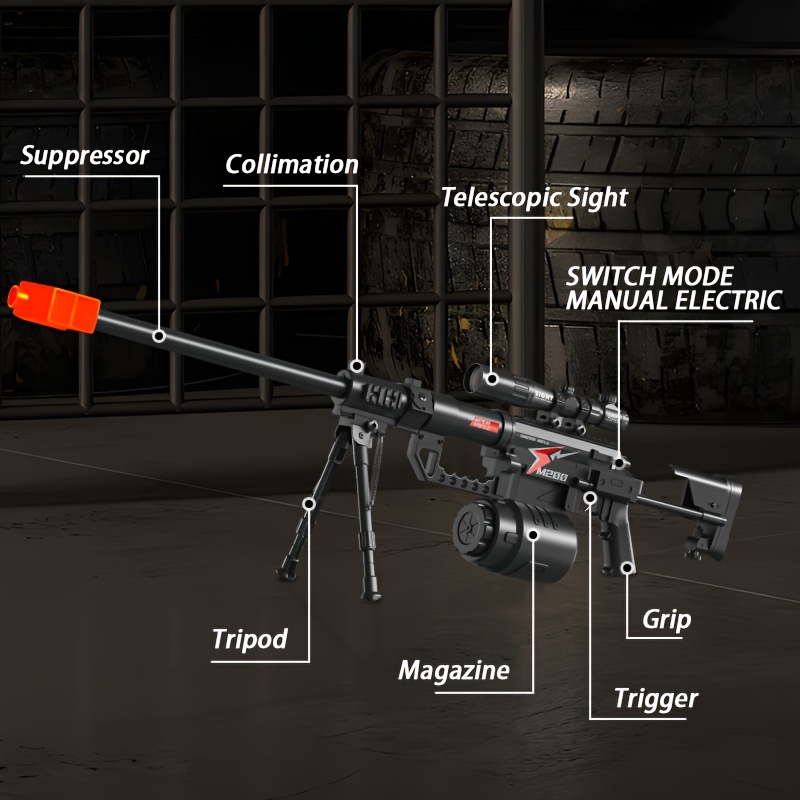 M200 Sniper Gun Electric Gel Jet Ball [7.4V High Speed Continuous Shooting Upgrade G Highly Assembled Toy Manual/automatic Dual Mode Drive Hand Automatic Semi-automatic Full Bullet Firing