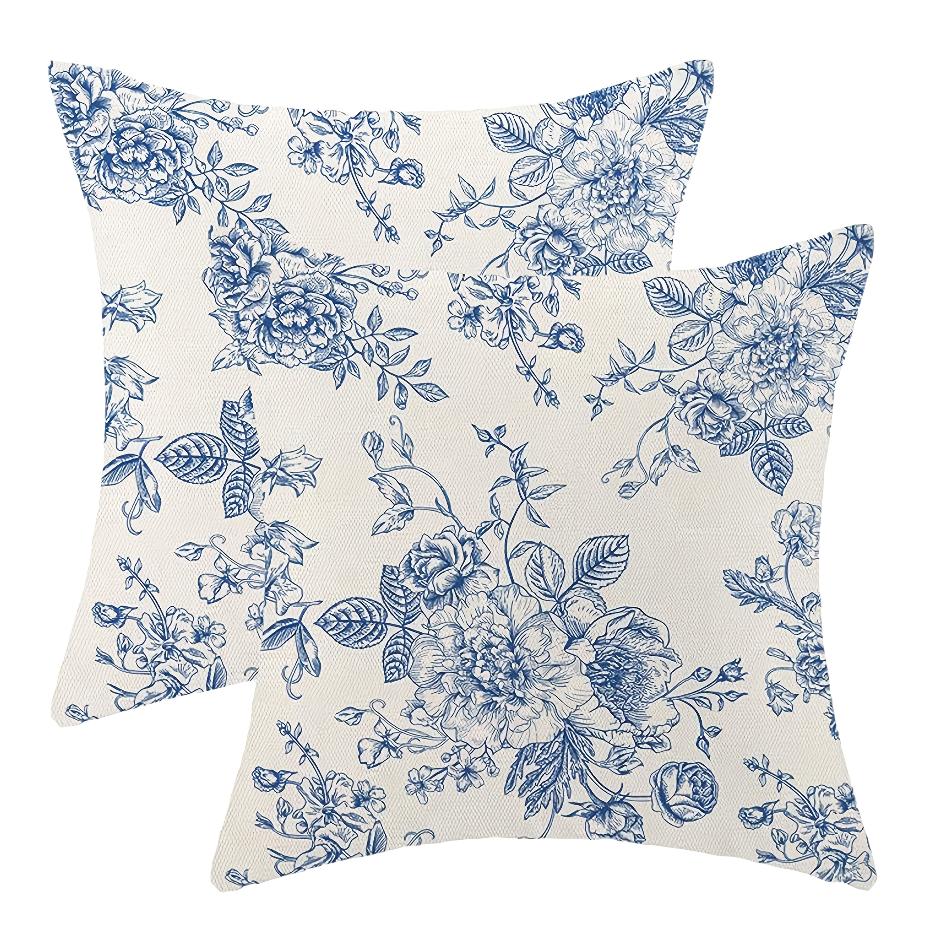 

2 housses de coussin bleu marine, contemporaines en polyester tissé avec fermeture éclair, lavables en machine, taies d'oreiller décoratives pour canapé, style ferme.