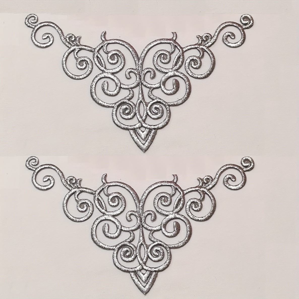 2pcs Embroidered Decorative Fabric Patches, Golden/silvery Flower Stickers, Diy Craft Supplies