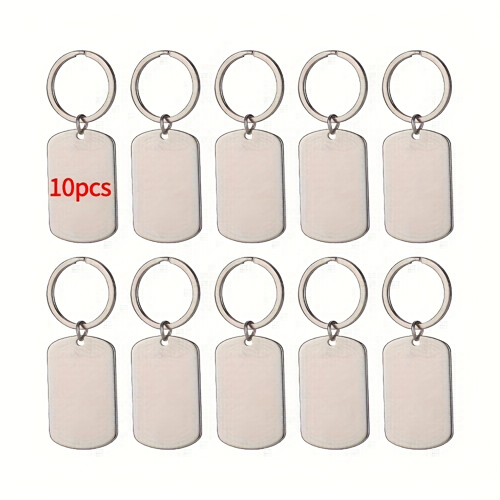 E-shop 10er-Set Edelstahl Hundemarken Schlüsselanhänger, Einfacher Stil Persönlich Machbare Metall Schlüsselringe, Ungeschichtete Langlebige