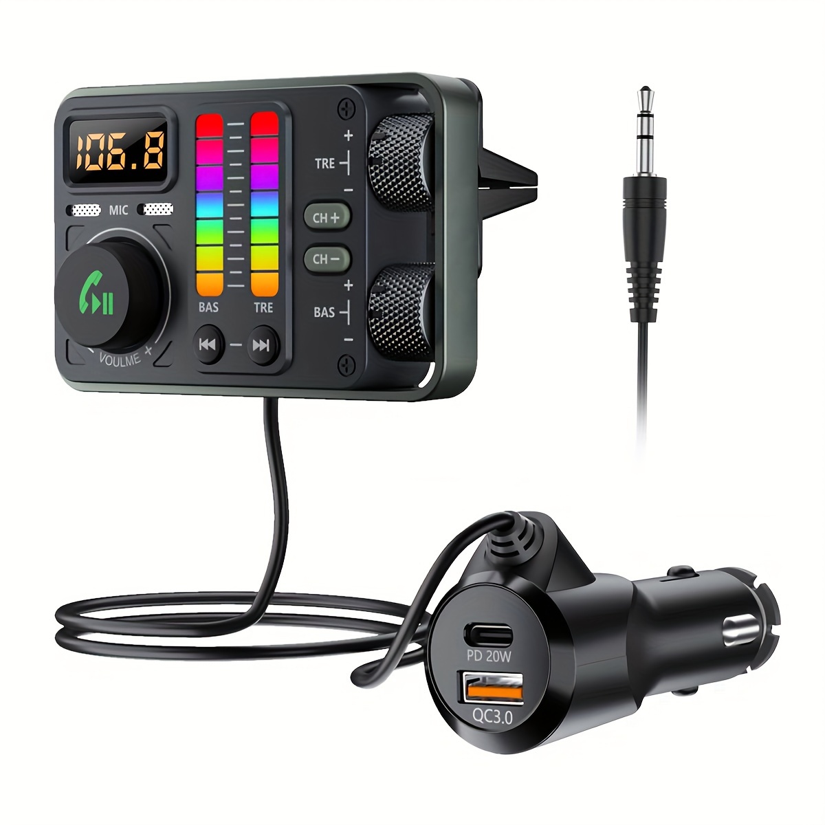 Adattatore USB Bluetooth Per Auto - Cavo Aux Per Riproduzione Musicale E Ricarica
