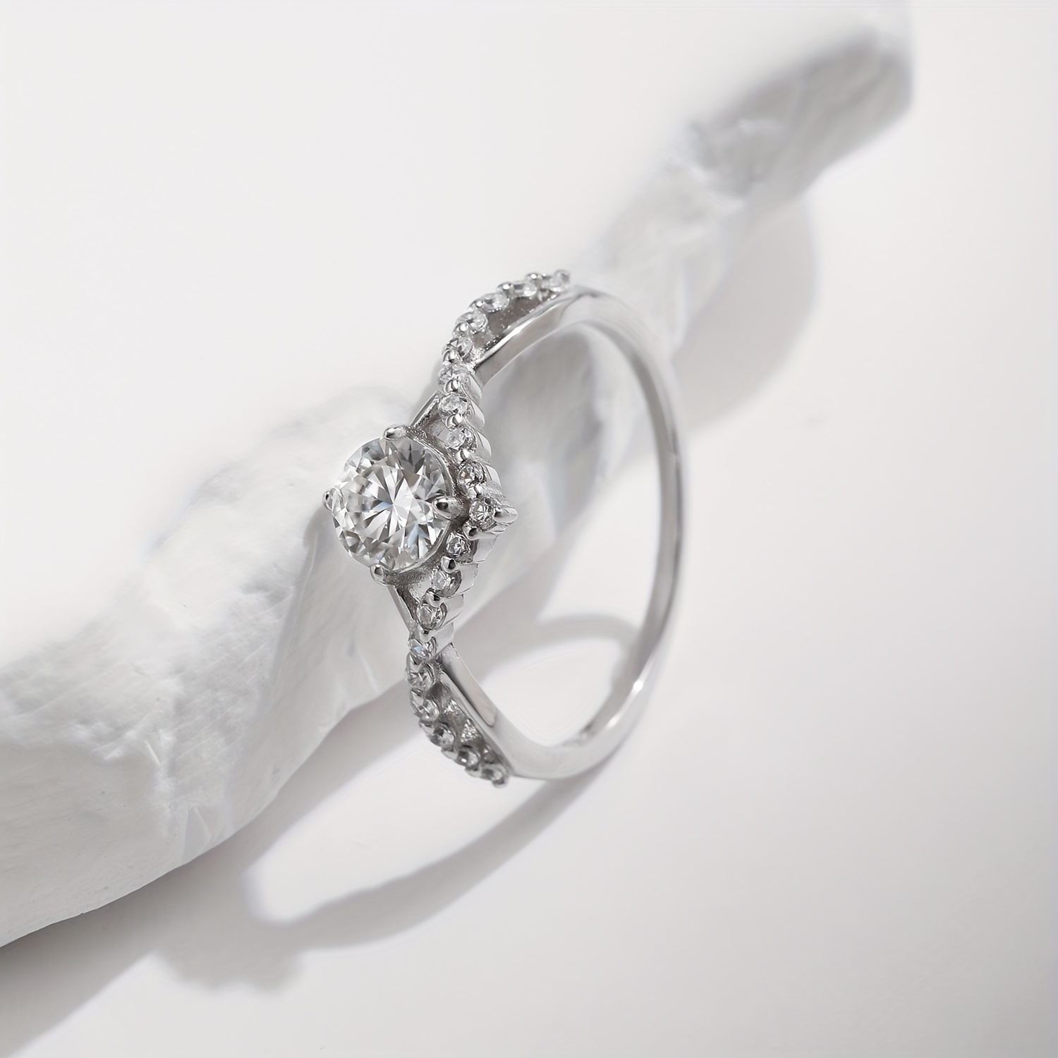 Women's Crown D Color Moissanite Ring, 925 Sterling Silver