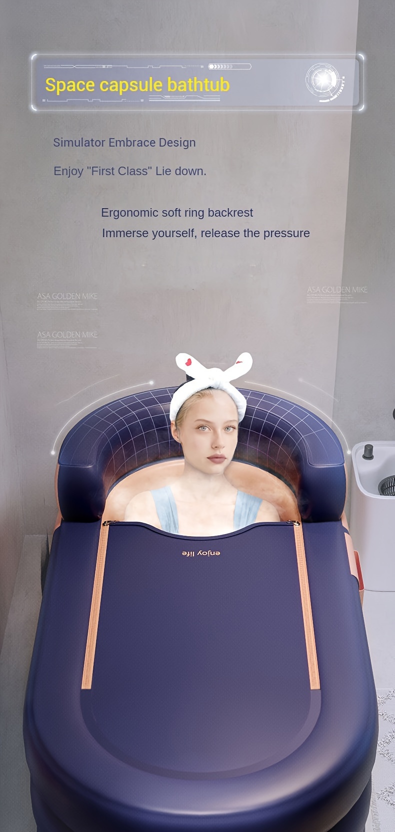 portable foldable spa bathtub for home bathroom balcony patio use hot tub accessories hot tub for adults details 2