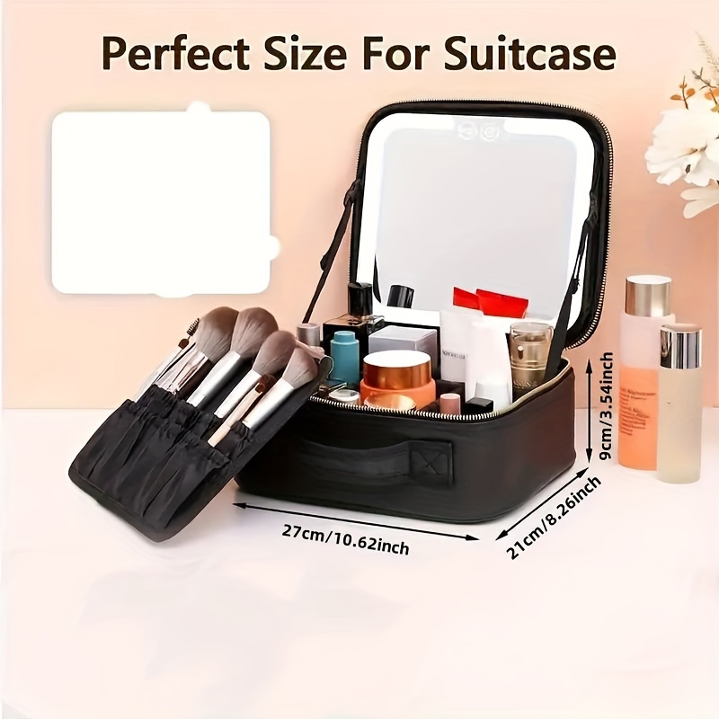 Cosmetic Case Lights Mirror, Travel Makeup Case Led Mirror