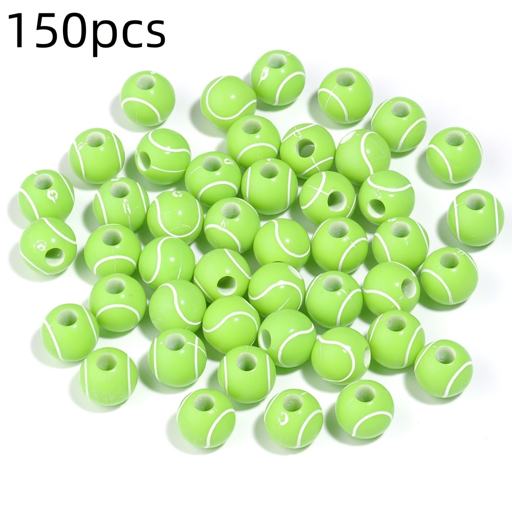 150pcs Acrylic Tennis Ball-shaped Beads for DIY Projects