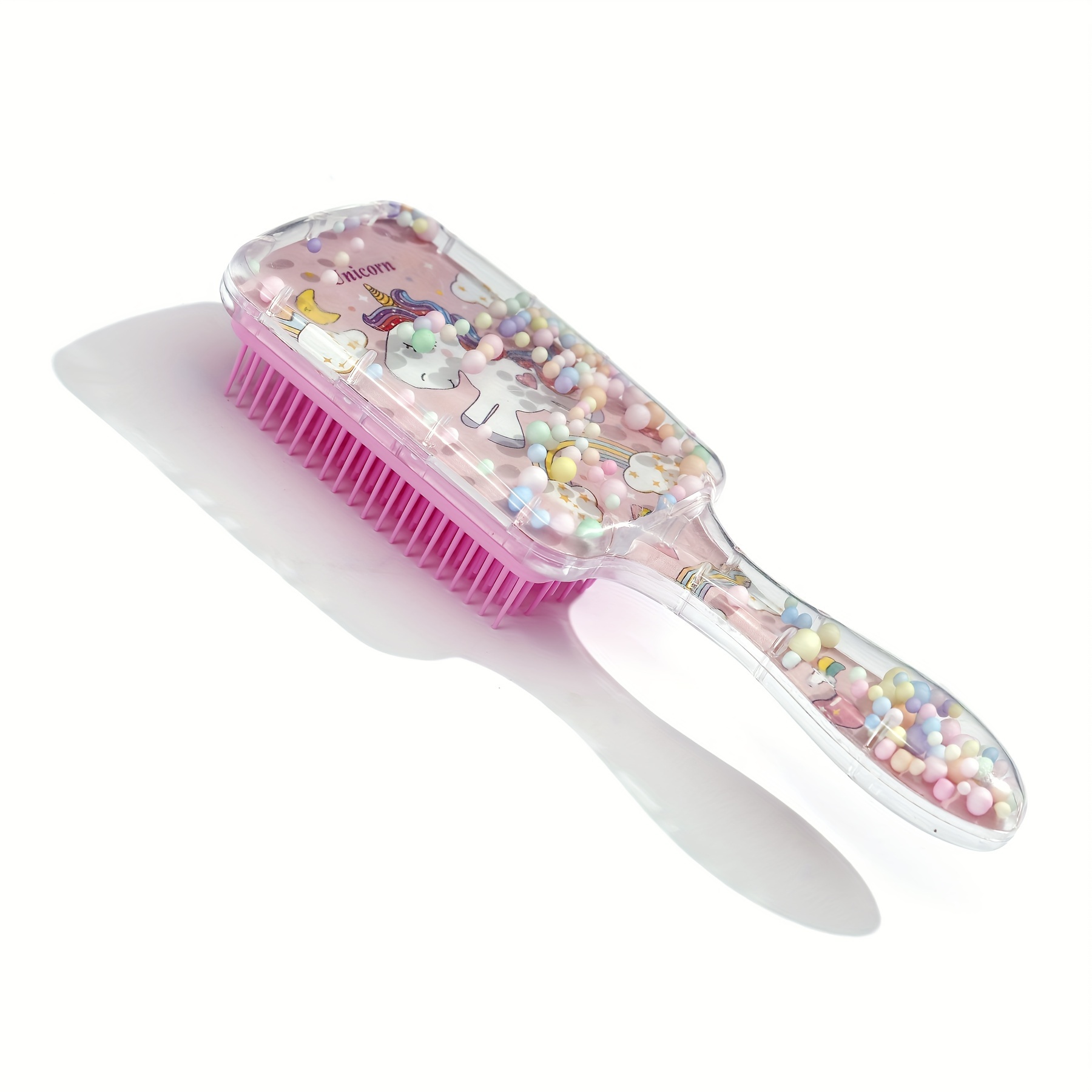 

Cute Cartoon Hair Brush - Gentle Scalp Massager, Detangling Comb For All Hair Types, Transparent Plastic Handle With Soft For Easy Styling And Hair Care