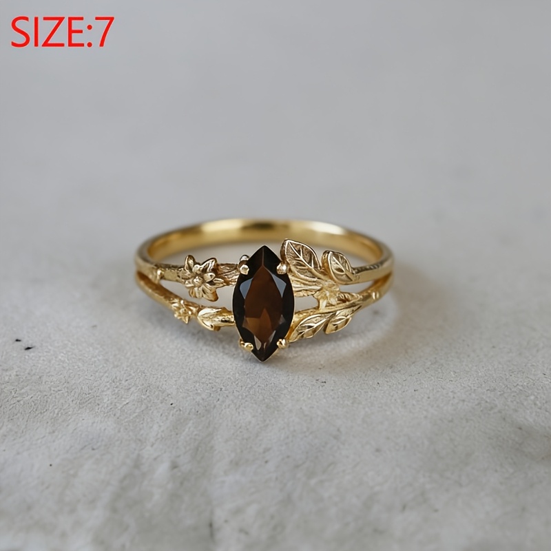 Image of 1 Elegant Boho-chic Vintage With Dark Red Cubic Zirconia | 14k Golden Plated Copper, Versatile For Daily Wear, Parties, Holidays, And