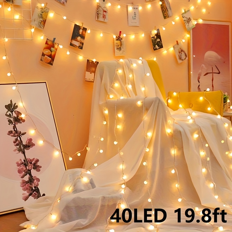 TEMU Guirnaldas de luces mini globos de 6M//1.5M, luces de , alimentadas por batería, luces mini globos para interior y exterior, dormitorio, , boda,