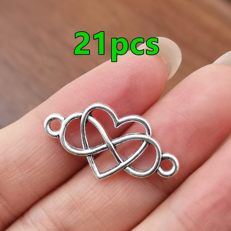TEMU 21pcs Bohemian Suitable For Jewelry Making Connectors Pendants - Infinite Heart Charms With Heart-shaped Capsule & Compatible For Diy Necklace