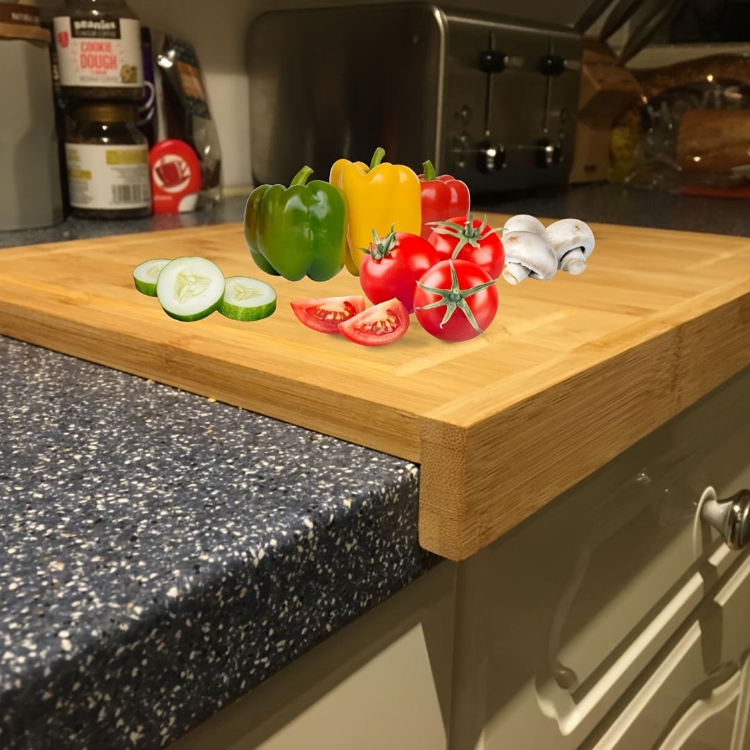 Groes Bambus-Schneidebrett - Robustes Holzschneidebrett mit Kante,  Nichtporser Oberflche & Leicht zu Reinigendem Design, Kchenschneidebrett  fr Fleisch, Gemse, Obst - Kompatibel mit ...