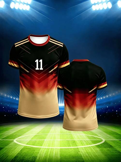 summer mens german gradient soccer 11 print short sleeve t shirt breathable comfortable and slightly stretchy regular fit ideal for streetwear sporty trendy style and daily casual occasions