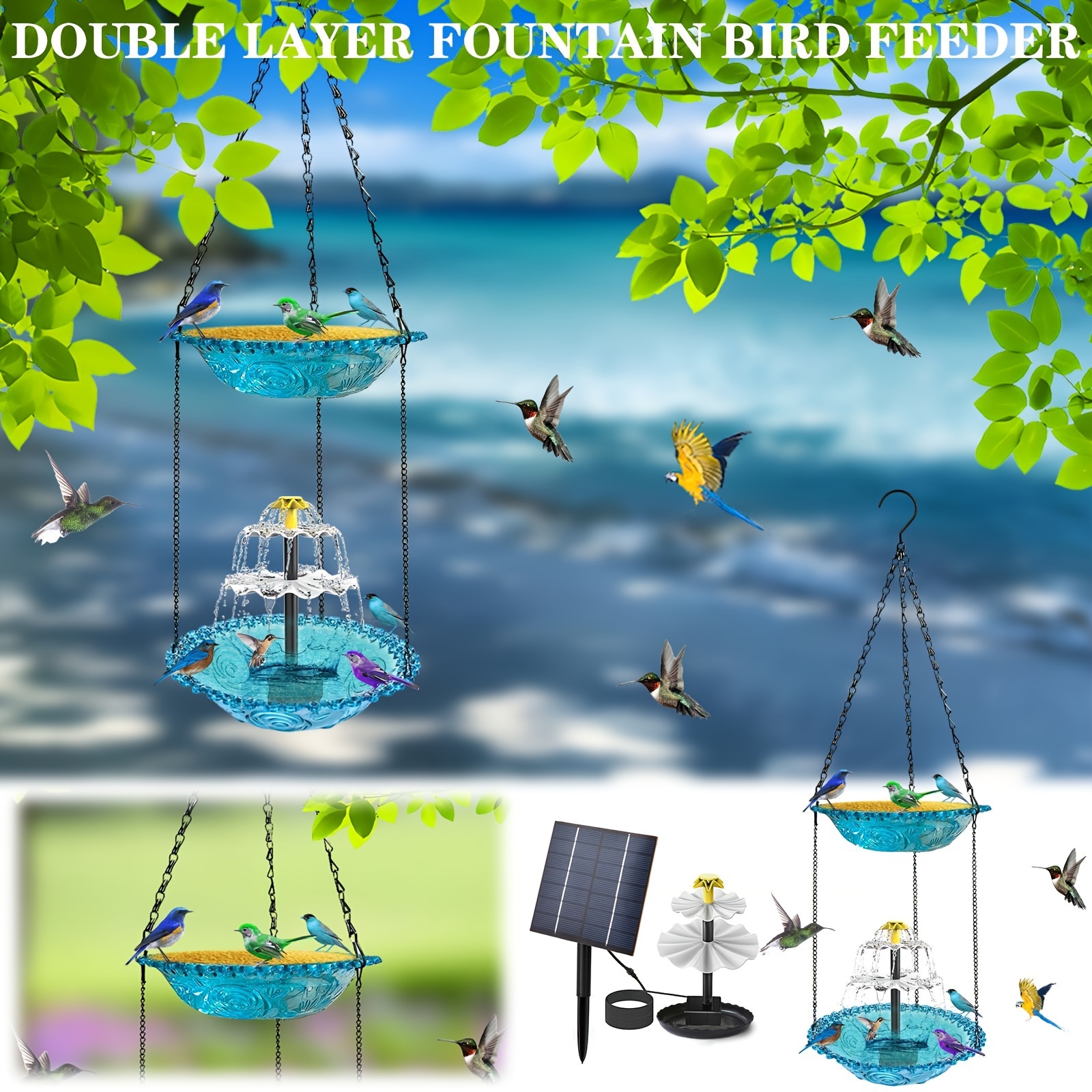 

3 Tiers Solar Fountain Bird Bathing Fountain Decorative Fountain Bird Feeding And Feeding Equipment, Detachable Diy, Suitable For Decoration, Garden, Landscape, , Swimming Pool, Outdoor Bird Feeder