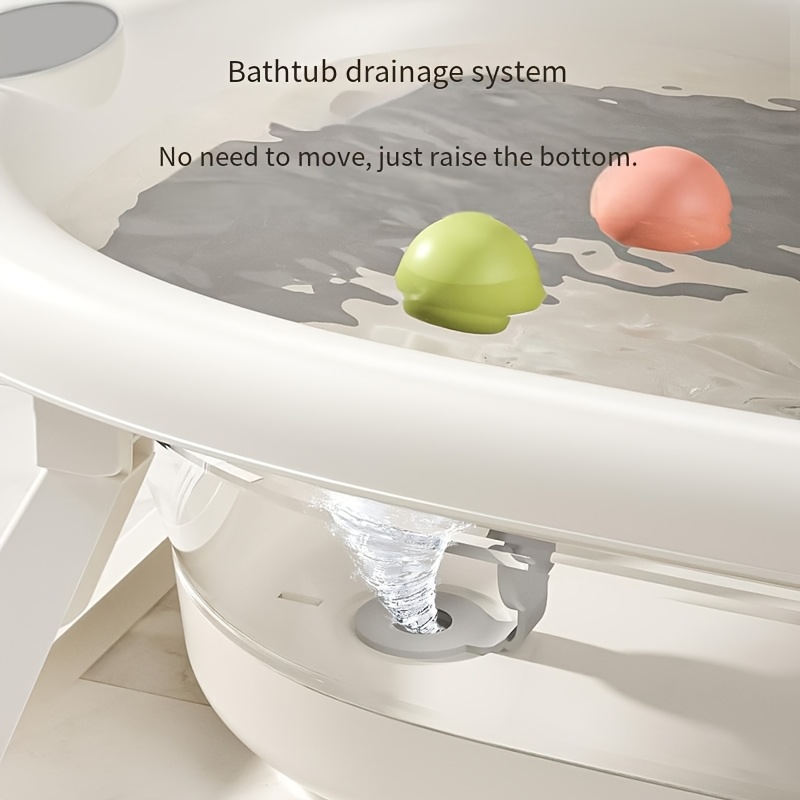 Baby Large Bath Tub for Children, Plastic Folding Bathing Basin, Foldable Soaking Tub That Can Be Used for Sitting Or Lying Down, Includes a Folding Bath Rack, Folding Water Bucket, And Folding Water Scoop in a 4pcs Set