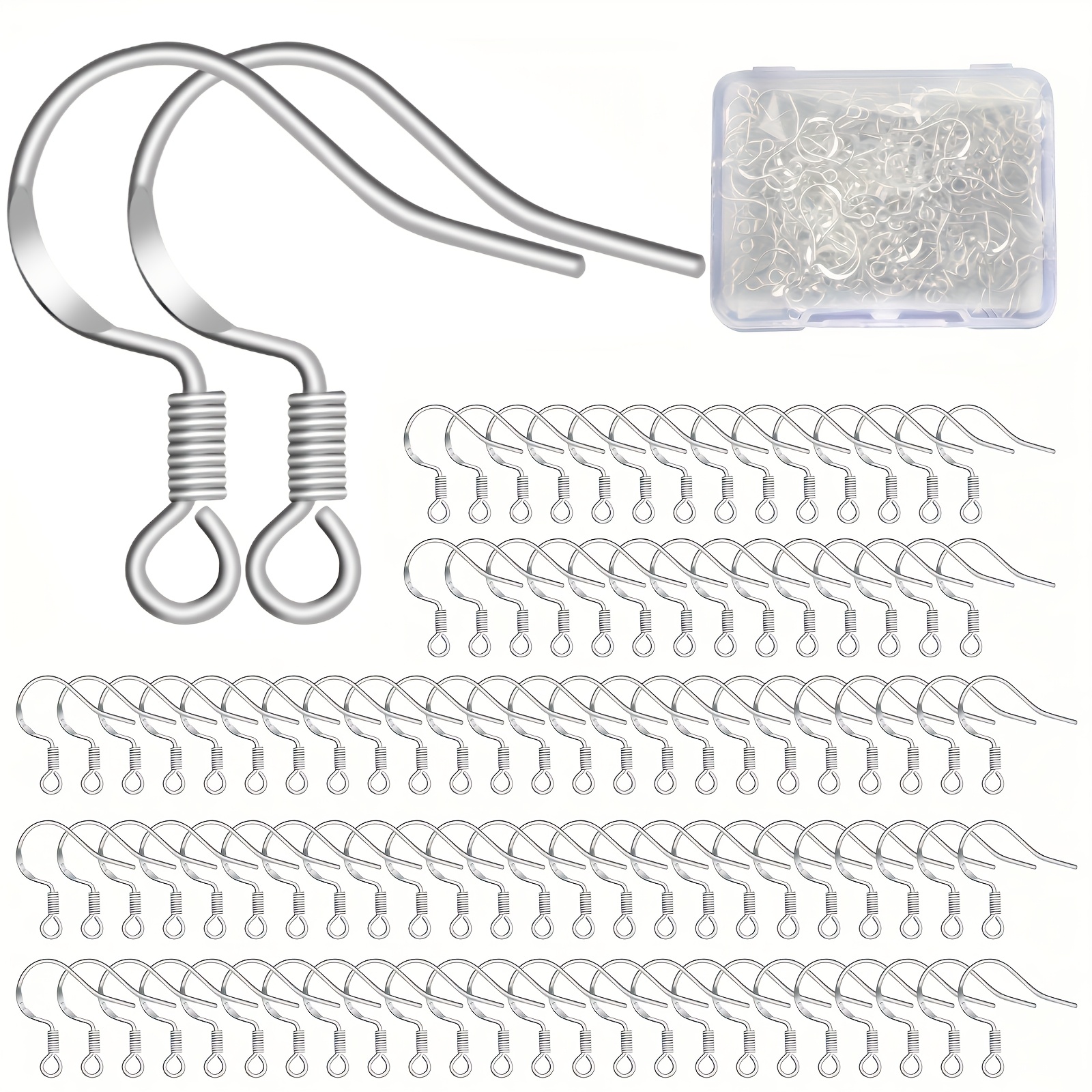 TEMU Pcs/box Set Of Carved Silver Plated Earrings, Hook Accessories, Making Accessories, Ear Line Jewelry