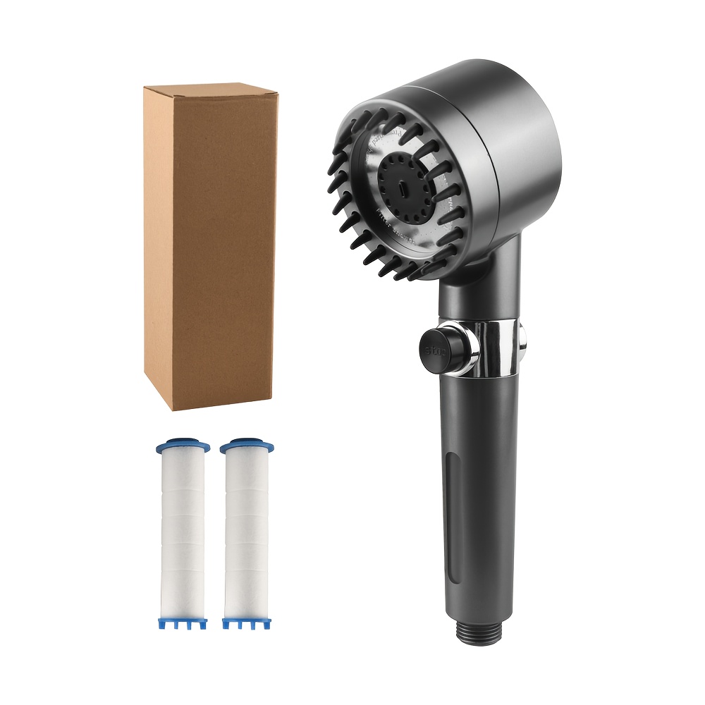 Image of Handheld Massage Showerhead, With 2pcs Replacement Filters, 3 Adjustable Settings, Wall-mounted Rain/mist System, Suitable For Modern Bathrooms For Shower Use For Shower Use