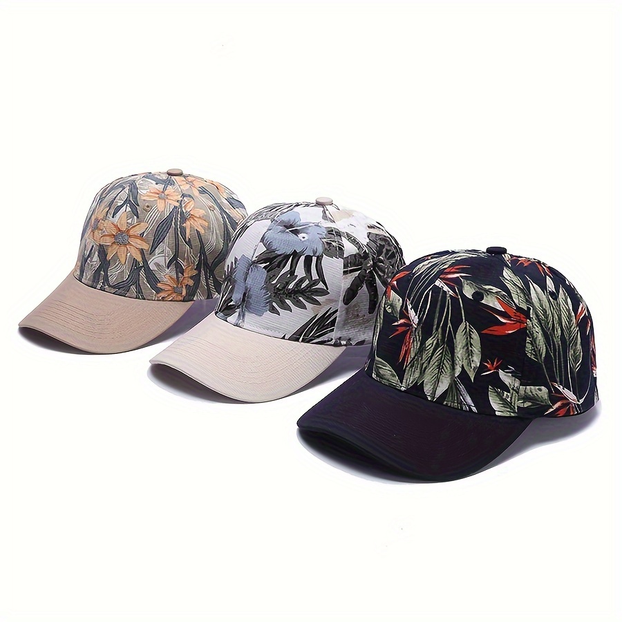 

Elegant Gorgeous Fresh Curved Brim Baseball Cap, Silky Flower Print Beach Party Trucker Hat, Snapback Hat For Casual Leisure Outdoor Sports