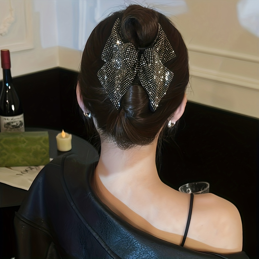 E-shop 1 Große Glänzende Strass-Haarspange – Elegante Vintage-Dreieck-Schleifen-Haarnadel, Sicherer Halt für Dickes Haar, Valentinstag-Geschenk,
