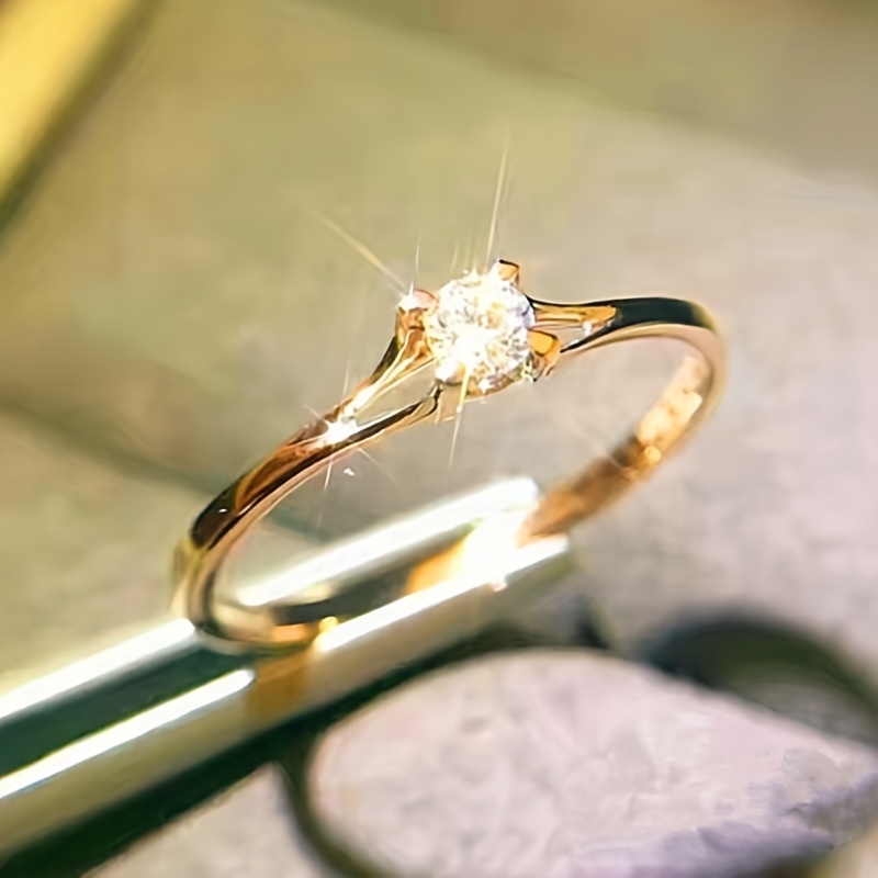 Women's Wedding Classic Simple Four-prong Set Round Cubic Synthetic Zirconia Ring For Ladies' Wedding Banquet Jewelry
