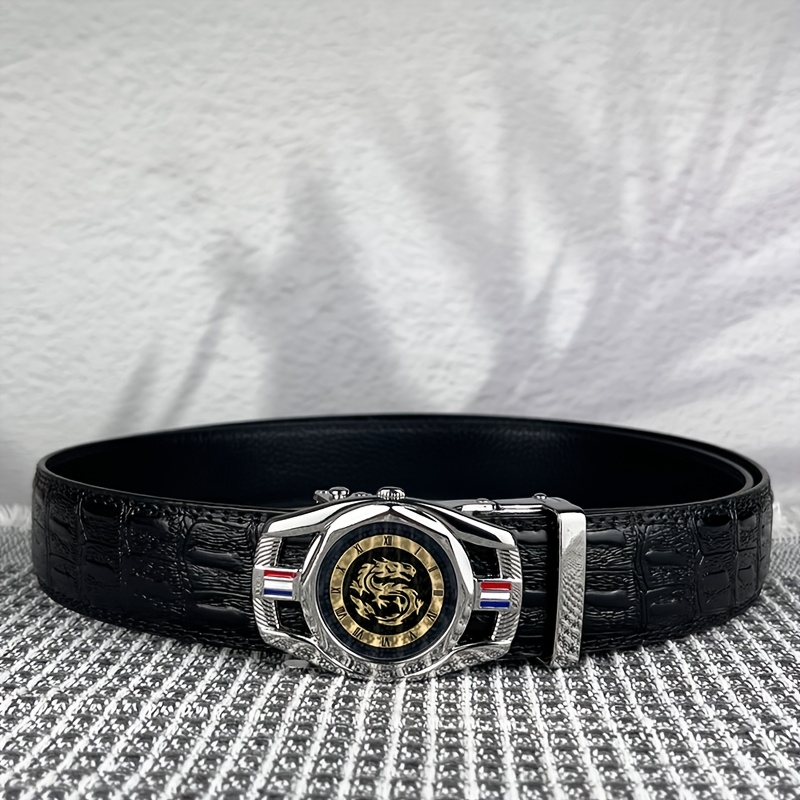 Dragon Pattern Printed Alloy Automatic Buckle Belt