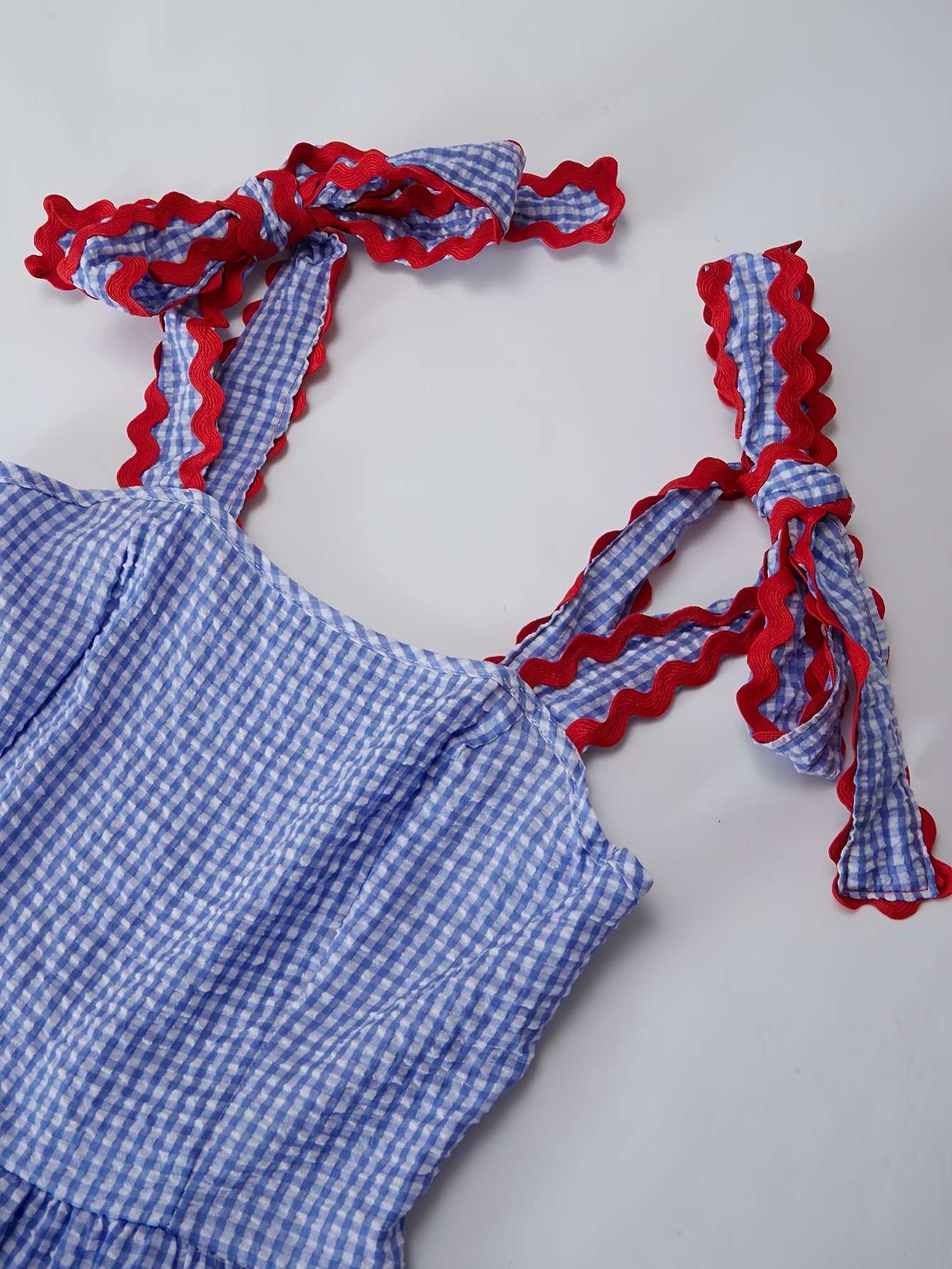 blue gingham pinafore dress PINAFORE APRON IN INDIGO CHAMBRAY AND NAVY GINGHAM  LIBBIE SUMMERS