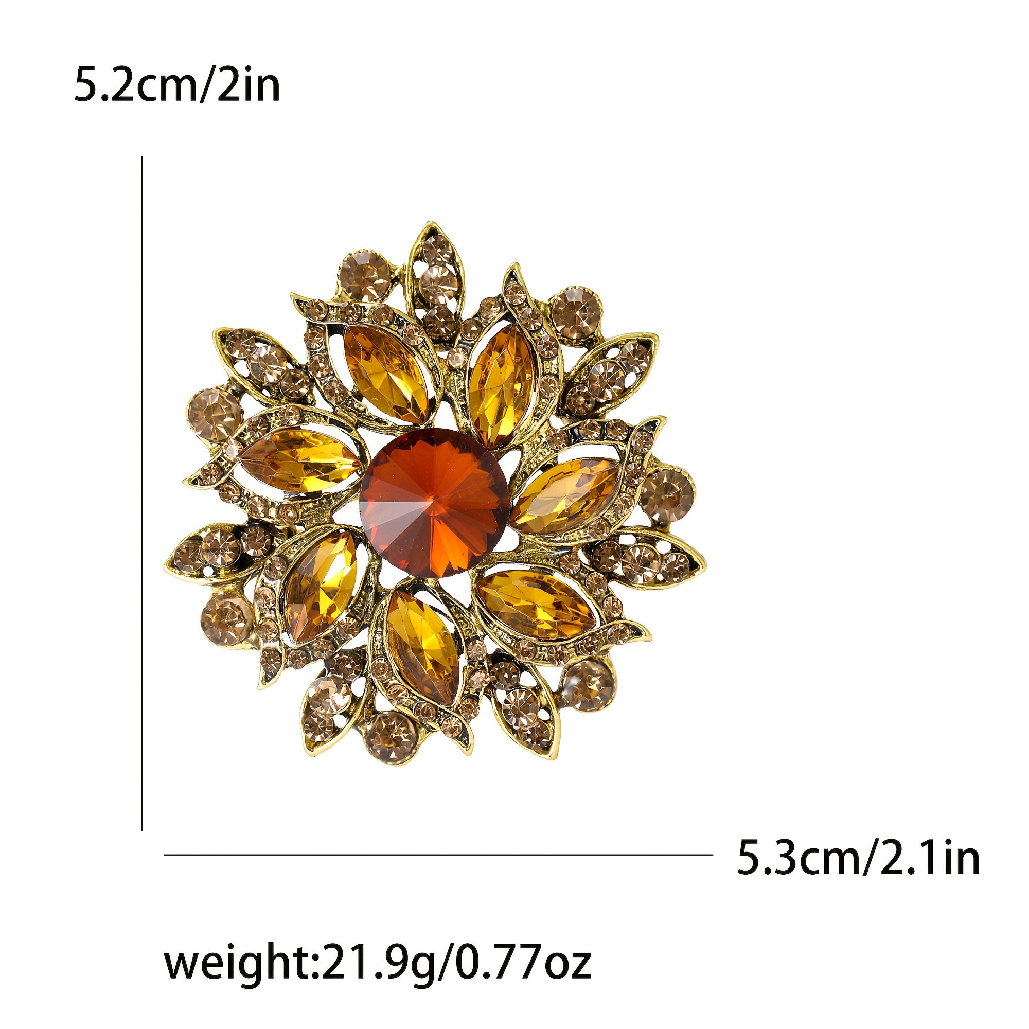 TEMU Classic Flower Brooches For Women Unisex Wear Creativity Crystals Gems Pins Used As Necklaces Badges Casual Party Banquets Gifts Jewelry