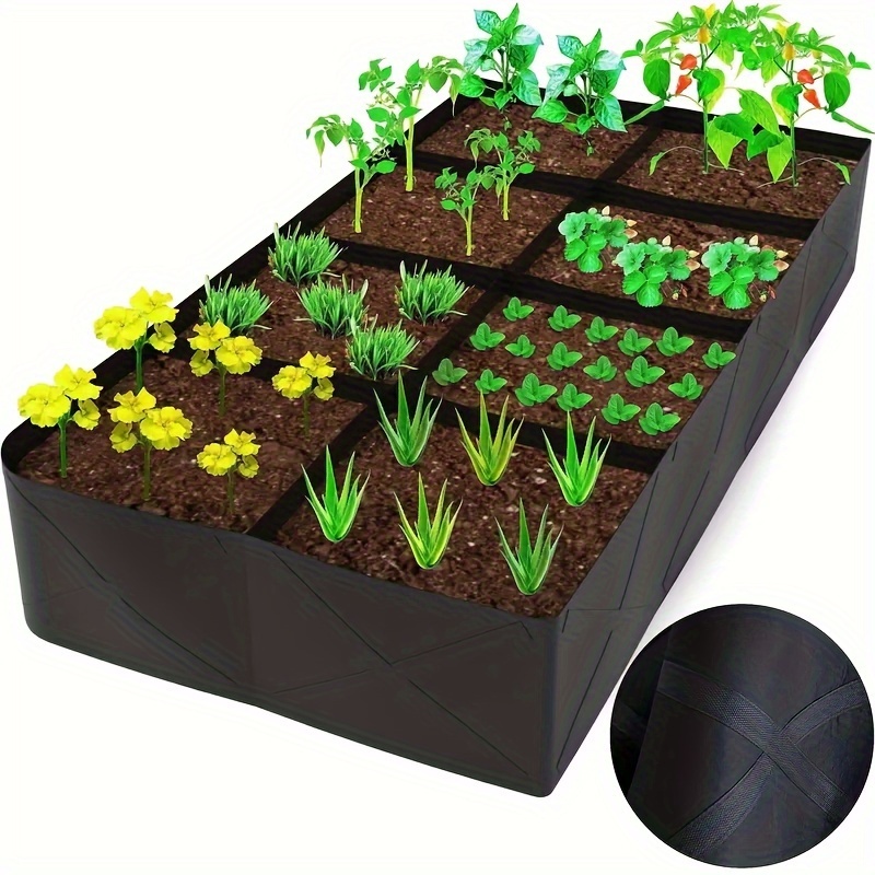 

1 Pack, Garden Bed, 128 Gallon 8 Grids Plant Grow Bags, 3x6ftbreathable Planter Raised Beds For Growing Vegetables Potatoesflowers, Rectangle Planting Container For Outdoor Indoor Gardening