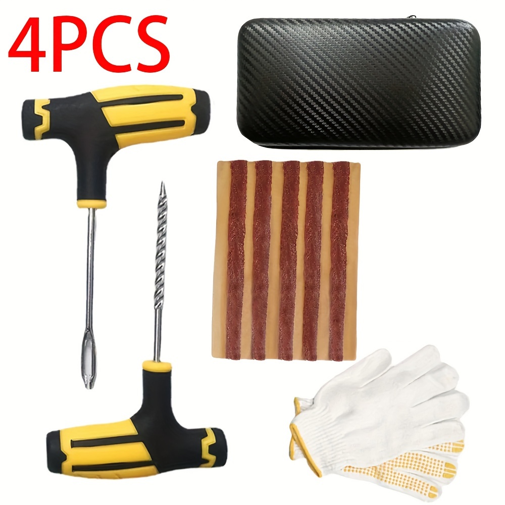 

Universal Tire Repair Kit - Auto Bike Tubeless Tire Puncture Plug Tools Set With Rubber Strips For Car Motorcycle