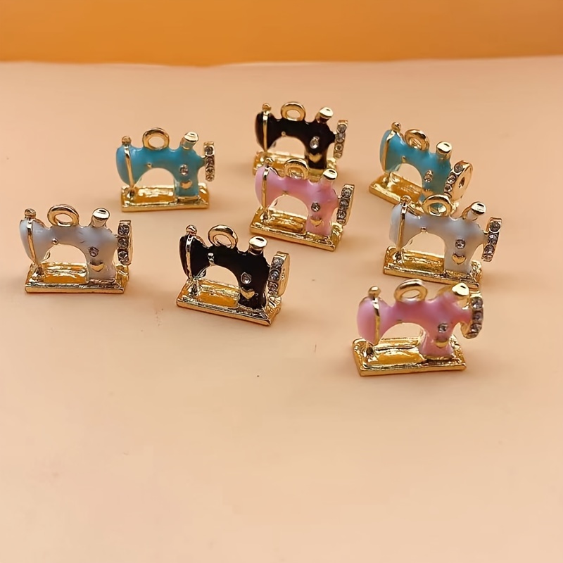 DUOWEI Enamel Sewing Machine Jewelry Set - Alloy Necklace & Earrings With Rhinestones For Women & Teens