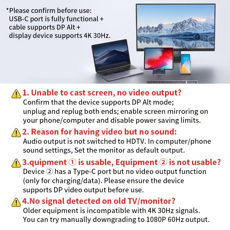 usb c to hdtv adapter 4k 30 high definition adapter cable suitable for full   type c   with   output mode not compatible with charging     plug and play video converter Product details 1