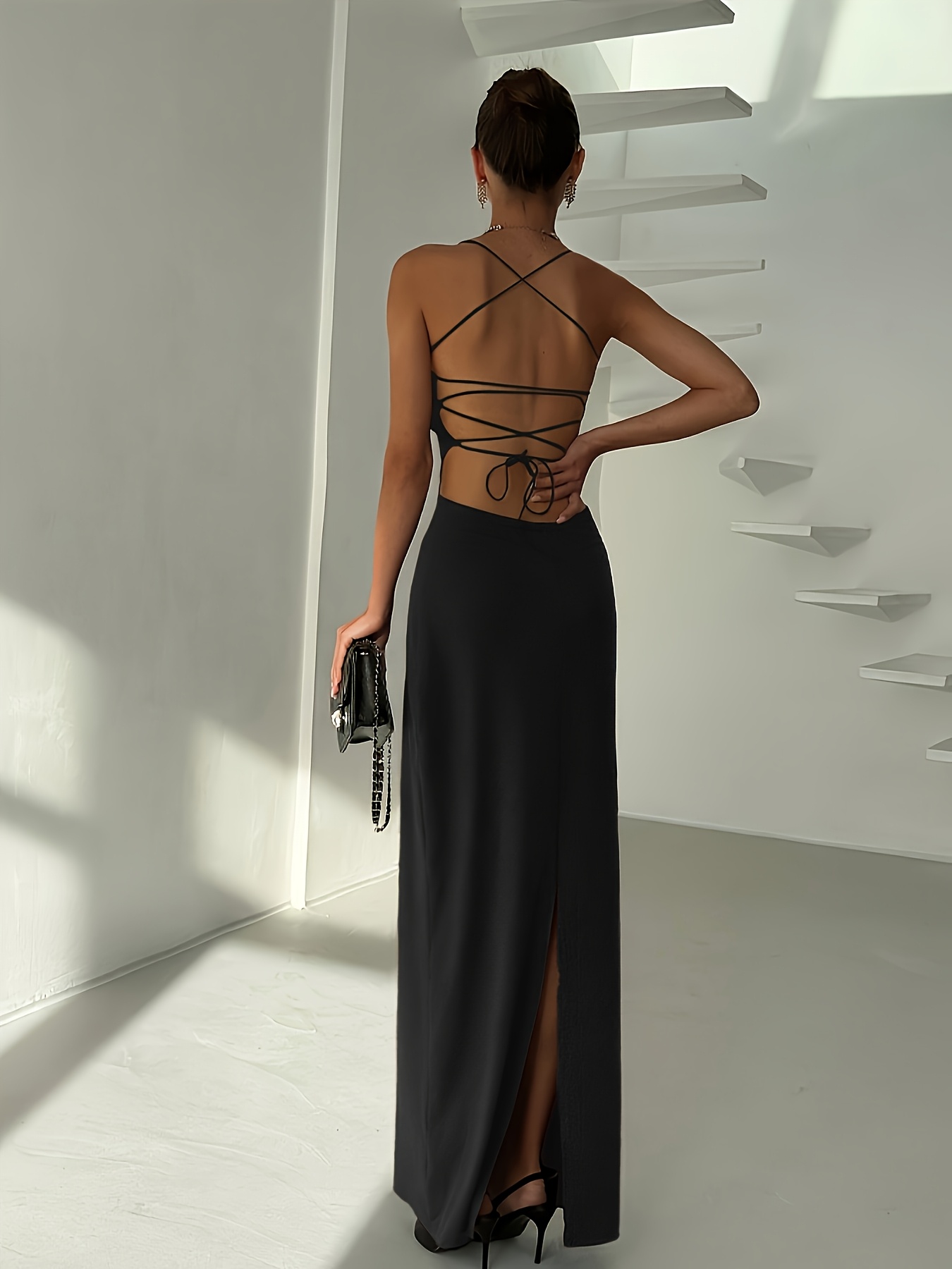 cross halter bodycon dress womens knotted bust - Temu Cyprus