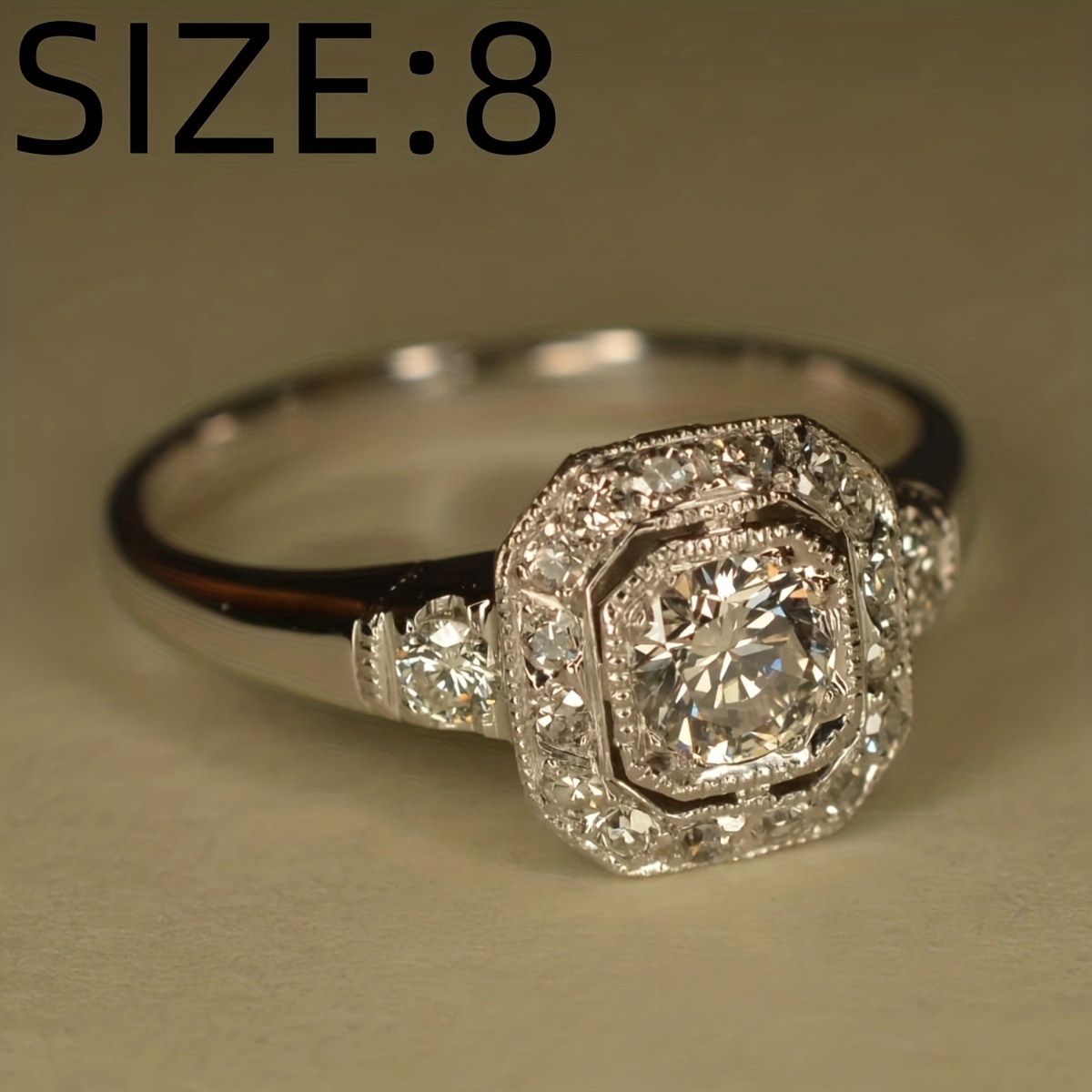 E-shop - Europäische und amerikanische Mode - Klassischer achteckiger Ring - Kupferbeschlag mit Zirkonia - Unisex Ring - Geeignet für
