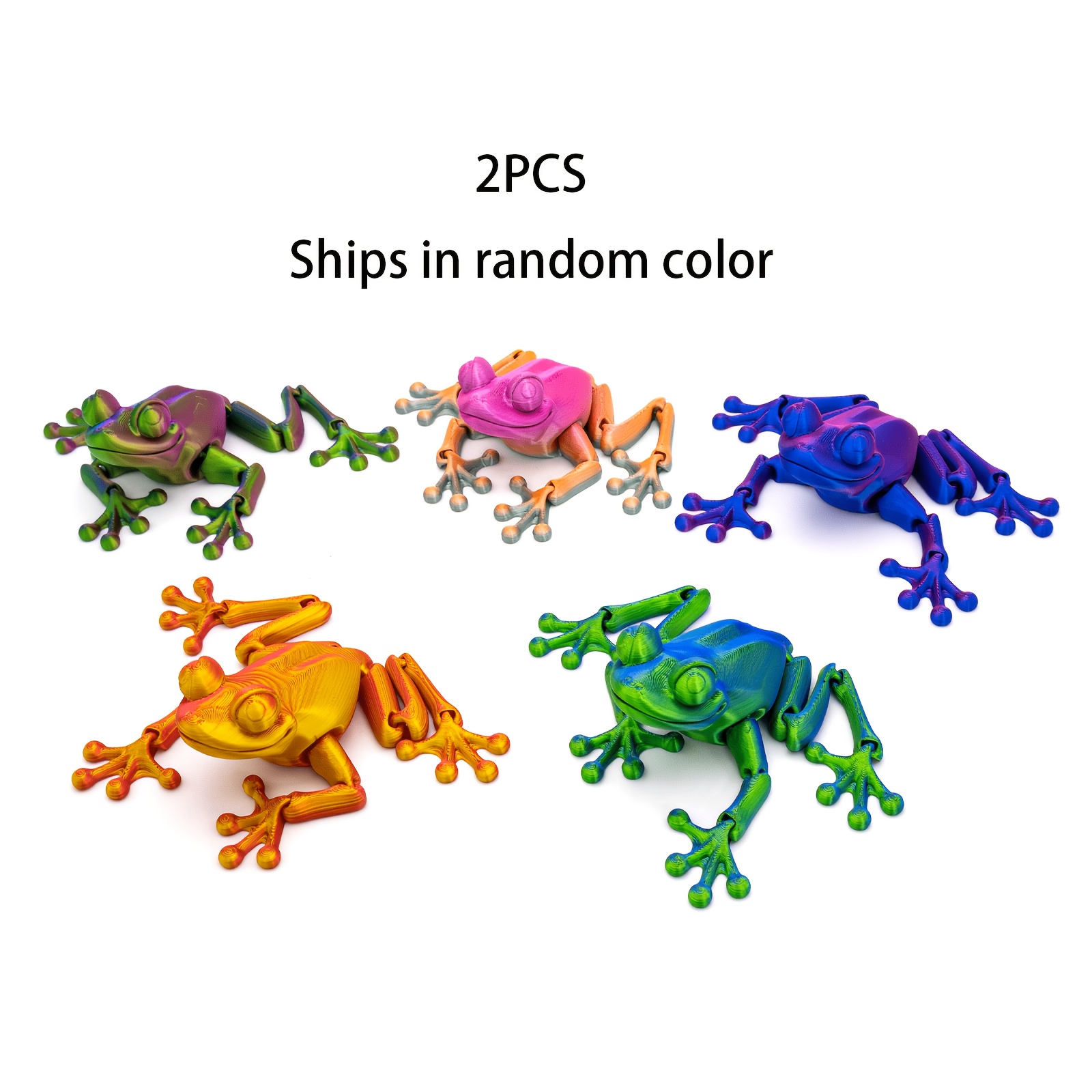 TEMU 2pcs Flexible Poseable Frog Toys With Joints & Movable Limbs - 3d Printed Jointed Relax Fidget Toys Suitable For &, Desk Decor Gift, Color