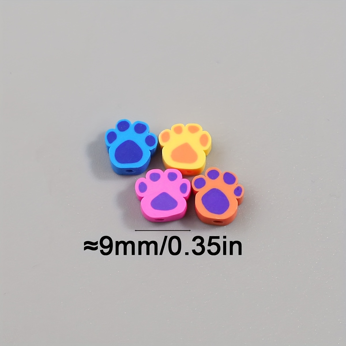 TEMU 200pcs 9mm Colorful Irregular Animal Paw Print Polymer Clay Beads - Making Supplies For Necklace Bracelet Earring Crafting, Creative Craft Beads